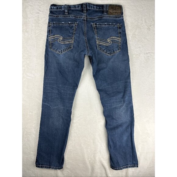 Silver Jeans Mens 34x32 Blue Eddie Straight Pants Denim Western Casual - Picture 9 of 11